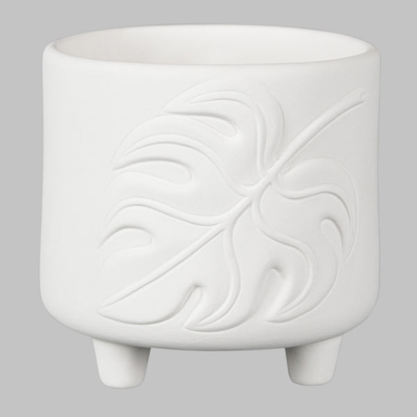 Bisque Monstera Container 12.5cm wide and 7.5cm wide.