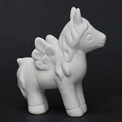 Bisque Pegasus Measures 13cm tall by 12cm long and 4.5cm wide.
