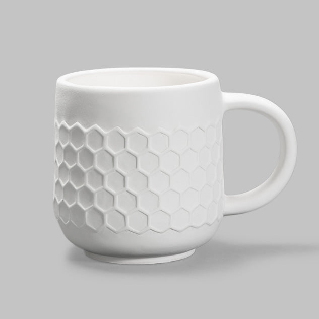 Bisque Stoneware Honeycomb Mug 11.5cm tall.