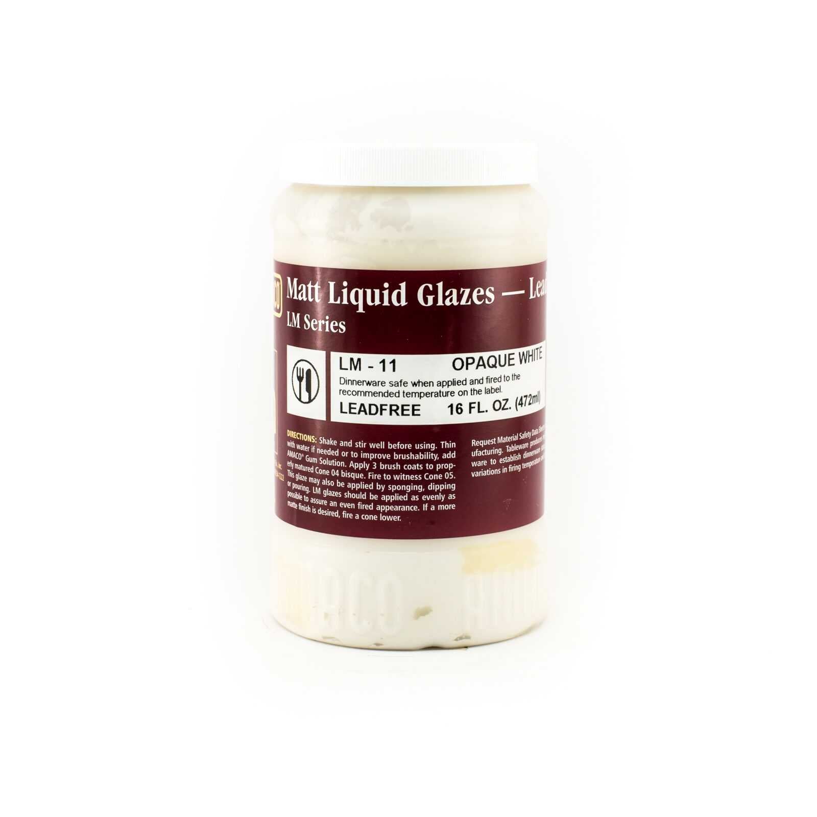 Amaco Glaze Low Fire Matt LM-11 Opaque White - Pint