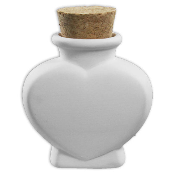 Bisque Heart Jar 6.5Cm Tall And 3Cm Deep