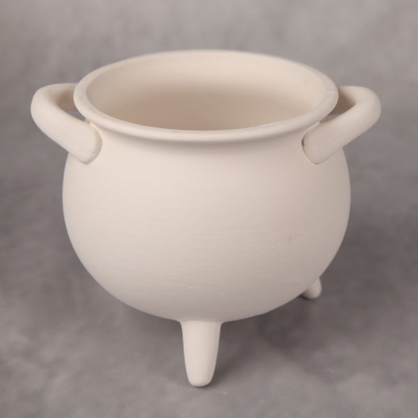 Bisque Hocus Pocus Cauldron 16.5cm wide by 13cm tall by 12cm diameter. Volume 1 litre.