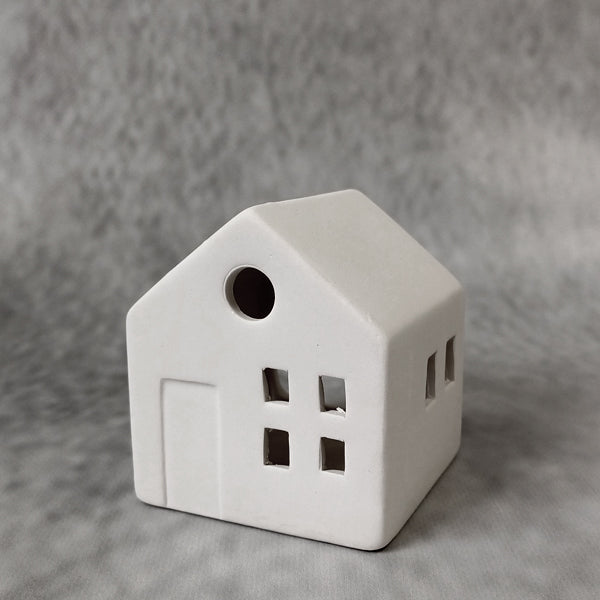 Bisque House Candle Holder small 7.5 x 7.5 x 8.3cm