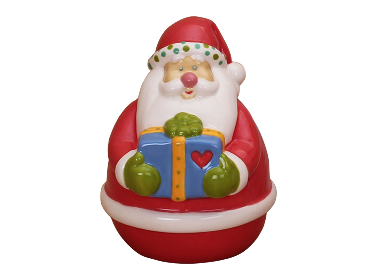 Bisque Jolly Mr Claus - 15Cm Tall By 12.5Cm Wide