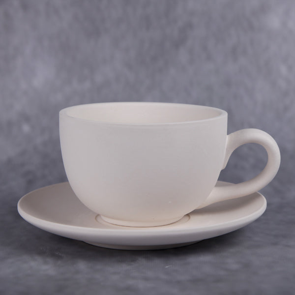 Bisque Latte Cup And Saucer - 13Cm Diameter And 8Cm Tall