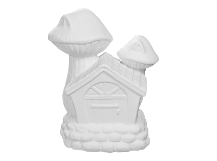 Bisque Mushroom Fairy House 5 H x 4 ¼ W x 3 ¾ L