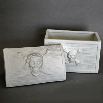 Bisque Pirate Box Measures 12.5cm long x 11cm tall x 8cm wide.