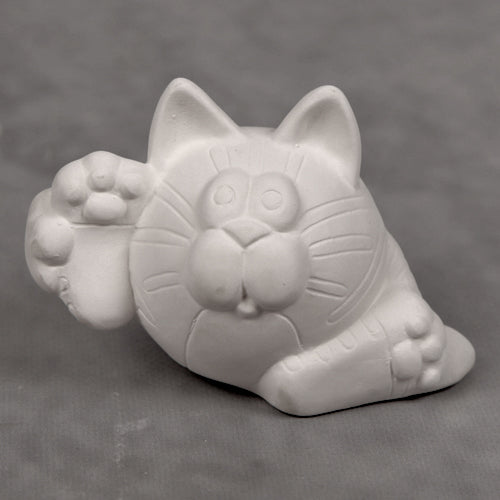 Bisque Puffed Cat -Yoga Cat 8Cm Tall