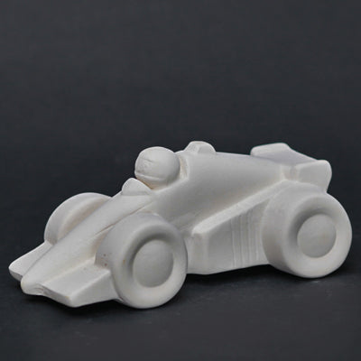 Bisque Race Car Measures 5.5cm tall by 6.5cm wide and 13.5cm long