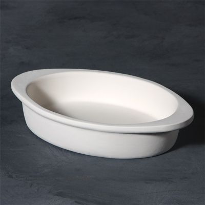 Bisque Stoneware - Augratin Dish 14cm wide by 23cm long and 4cm tall.