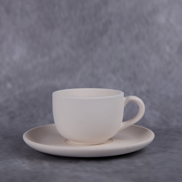 Bisque Tea Cup And Saucer 2 9cm diameter and 6cm tall