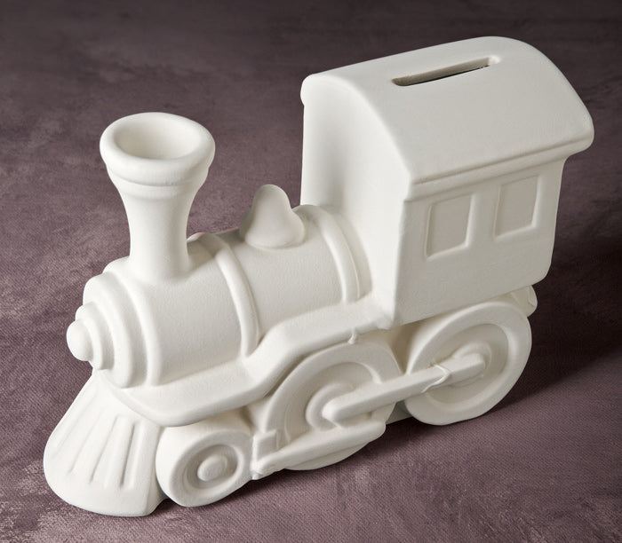 Bisque Train Bank H 11.5 X W 6 X L 15Cm