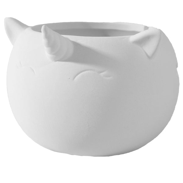 Bisque Unicorn Yarn Bowl 15cm wide and 11cm tall.
