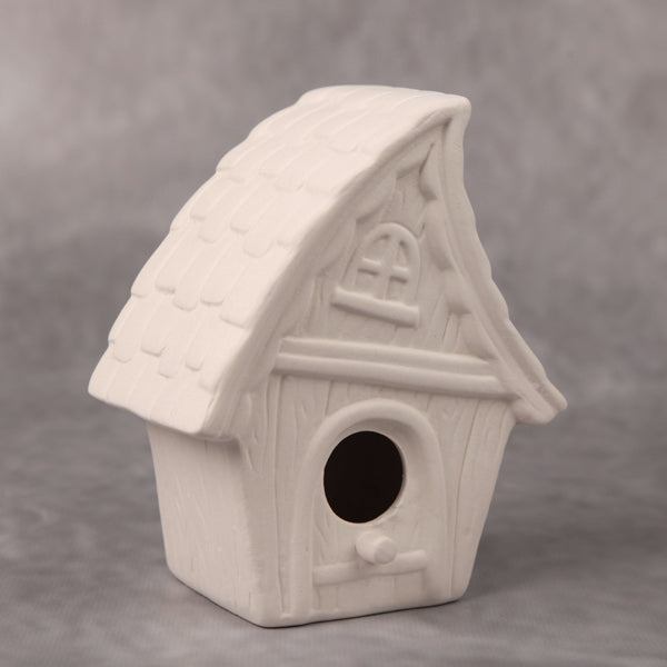 Bisque Whimsical Bird House 13cm Tall