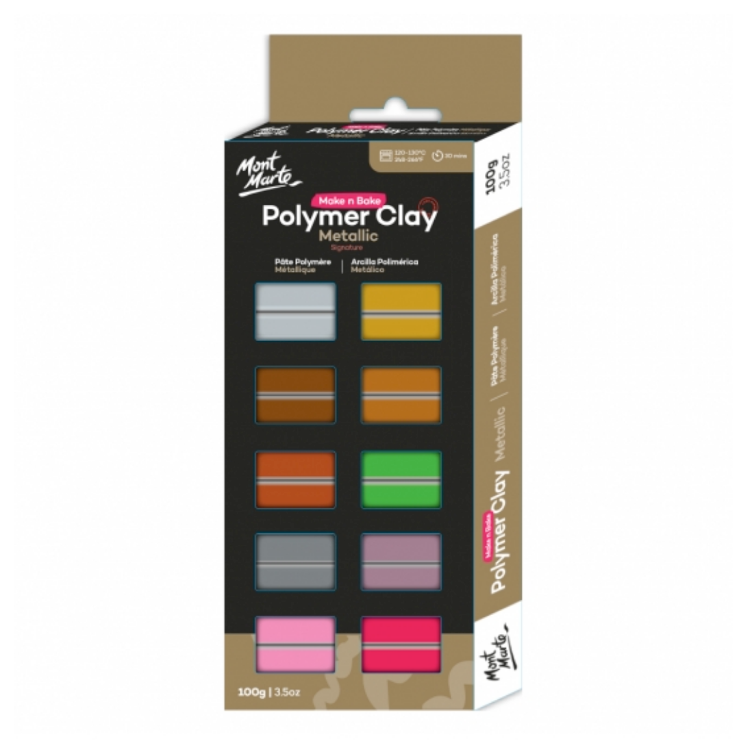 Mont Marte Signature Made & Bake Polymer Clay 100g Metallic Colors