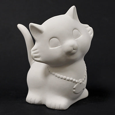Bisque Cat Penny Bank 13Cm