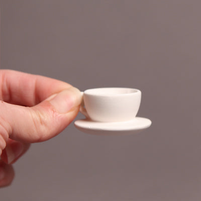 Hobby Ceramics Cafe Mug Tot Tea Cup With Saucer Attached 4cm Wide By 2cm Tall