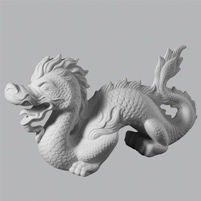 Bisque Chinese Dragon 10Cm Wide X 23Cm High X 38Cm Long