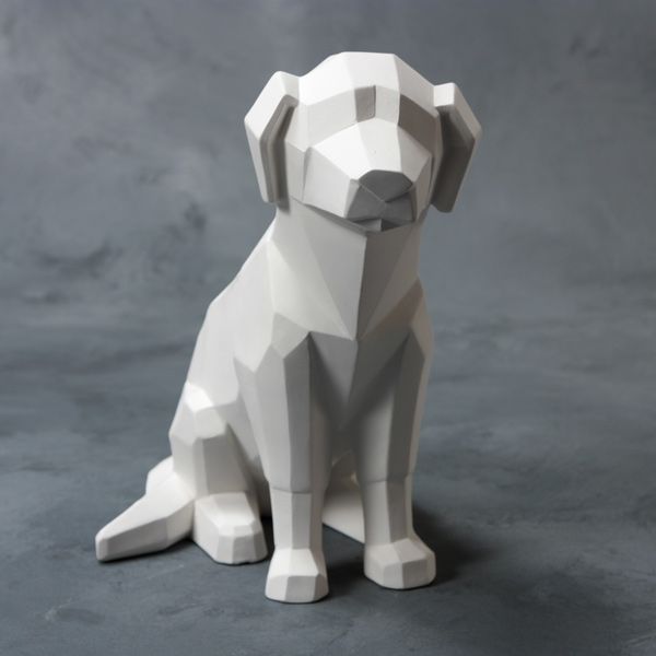 Bisque Faceted Dog 24Cm Tall By 14.5Cm Long