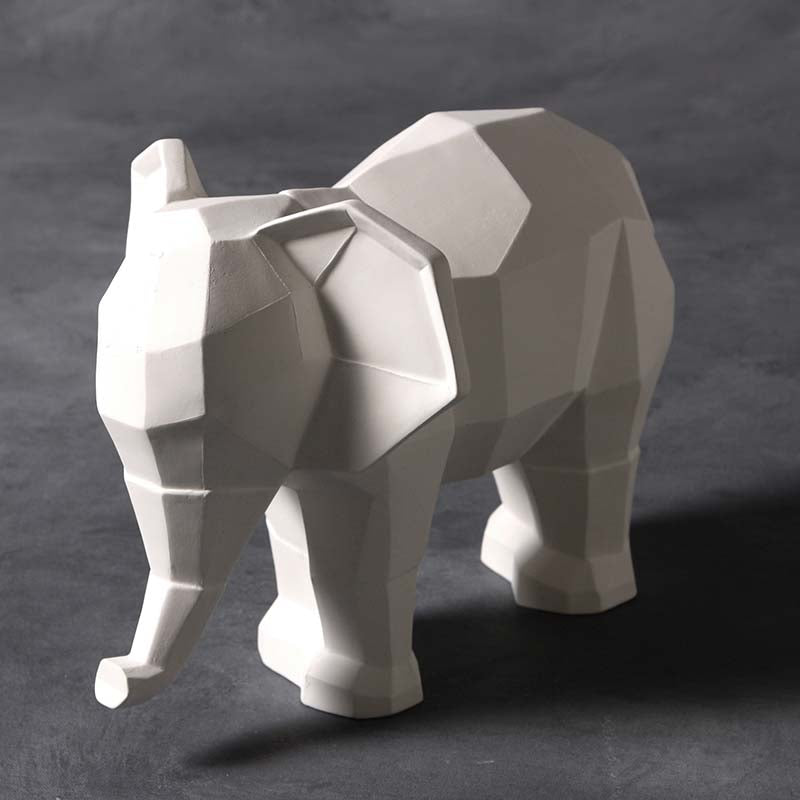 Bisque Faceted Elephant 26Cm Long And 20Cm Tall By 16Cm Wide