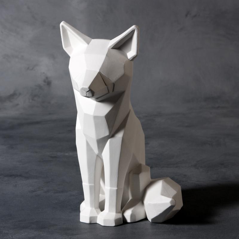 Bisque Faceted Fox 24Cm Tall X 14Cm Wide And 19Cm Deep