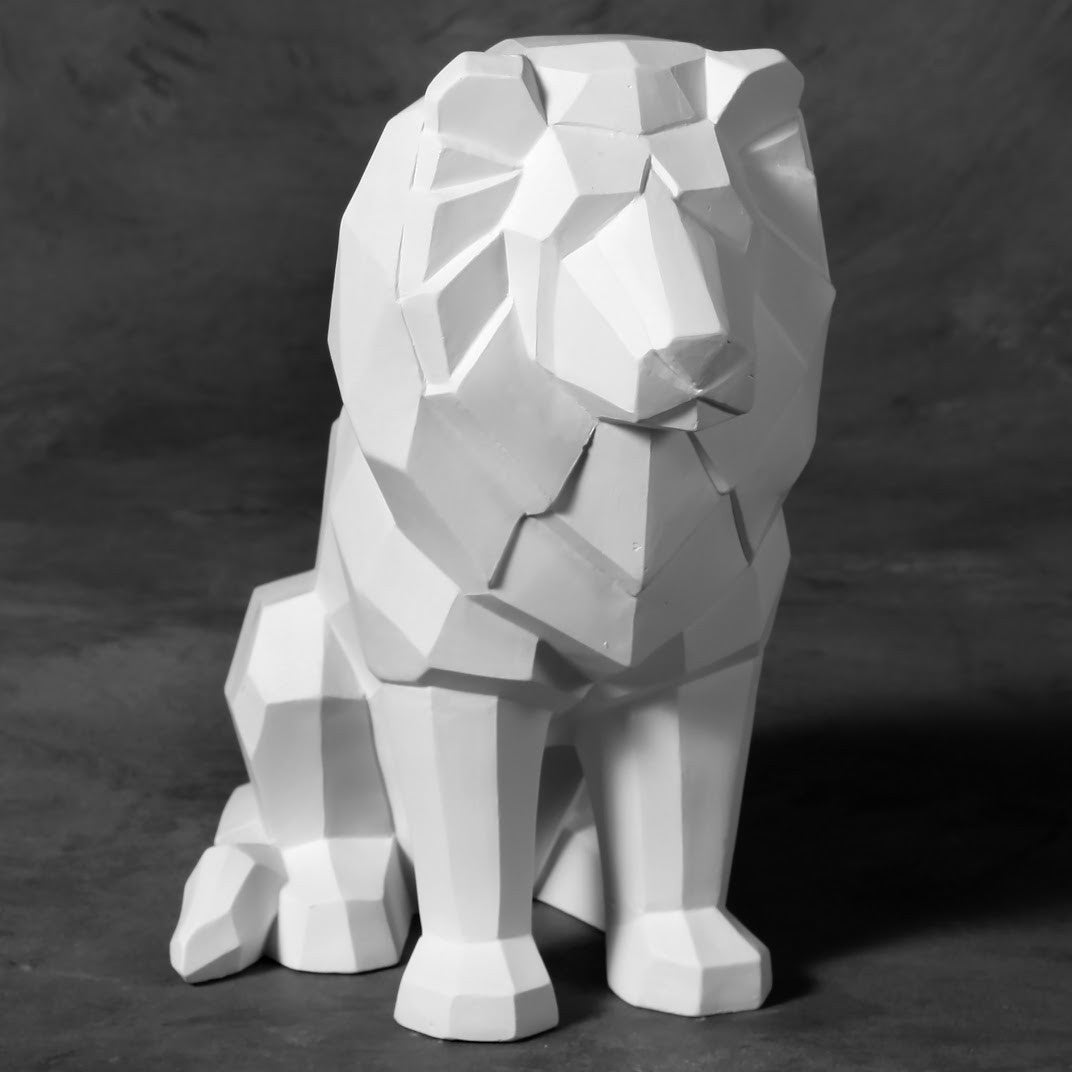 Bisque Faceted Lion 21.5cm tall