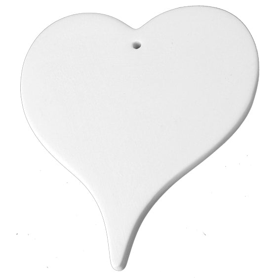 Bisque Flat Heart Ornament 11.5Cm Tall By 10.5Cm Wide
