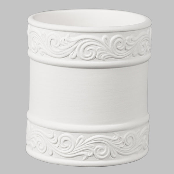 Bisque Flourish Container 10cm by 10cm.