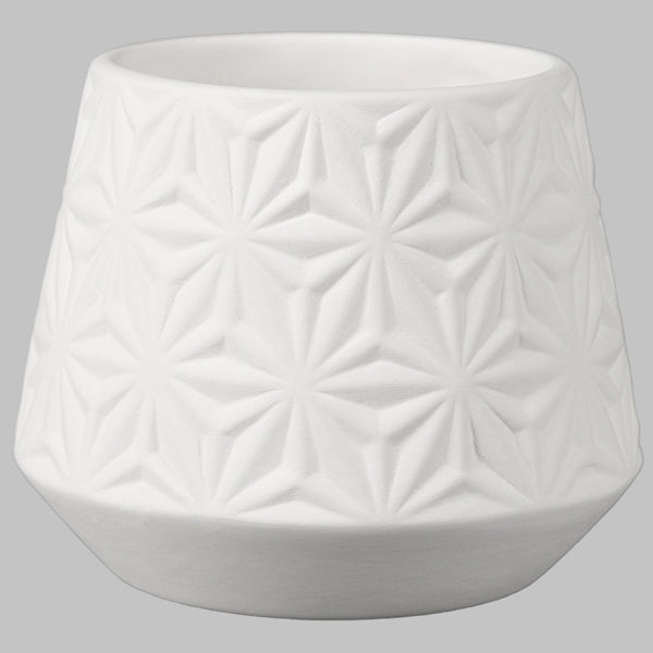 Bisque Geometric Container 14.5cm wide by 12cm tall
