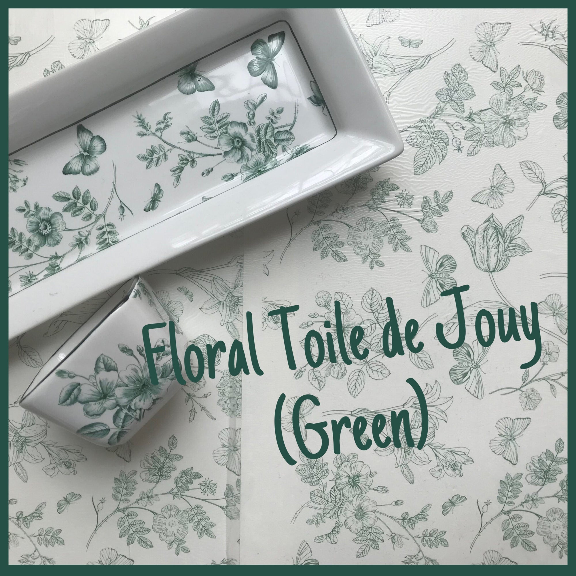 Decals Cp102 Floral Toile De Jouy Green