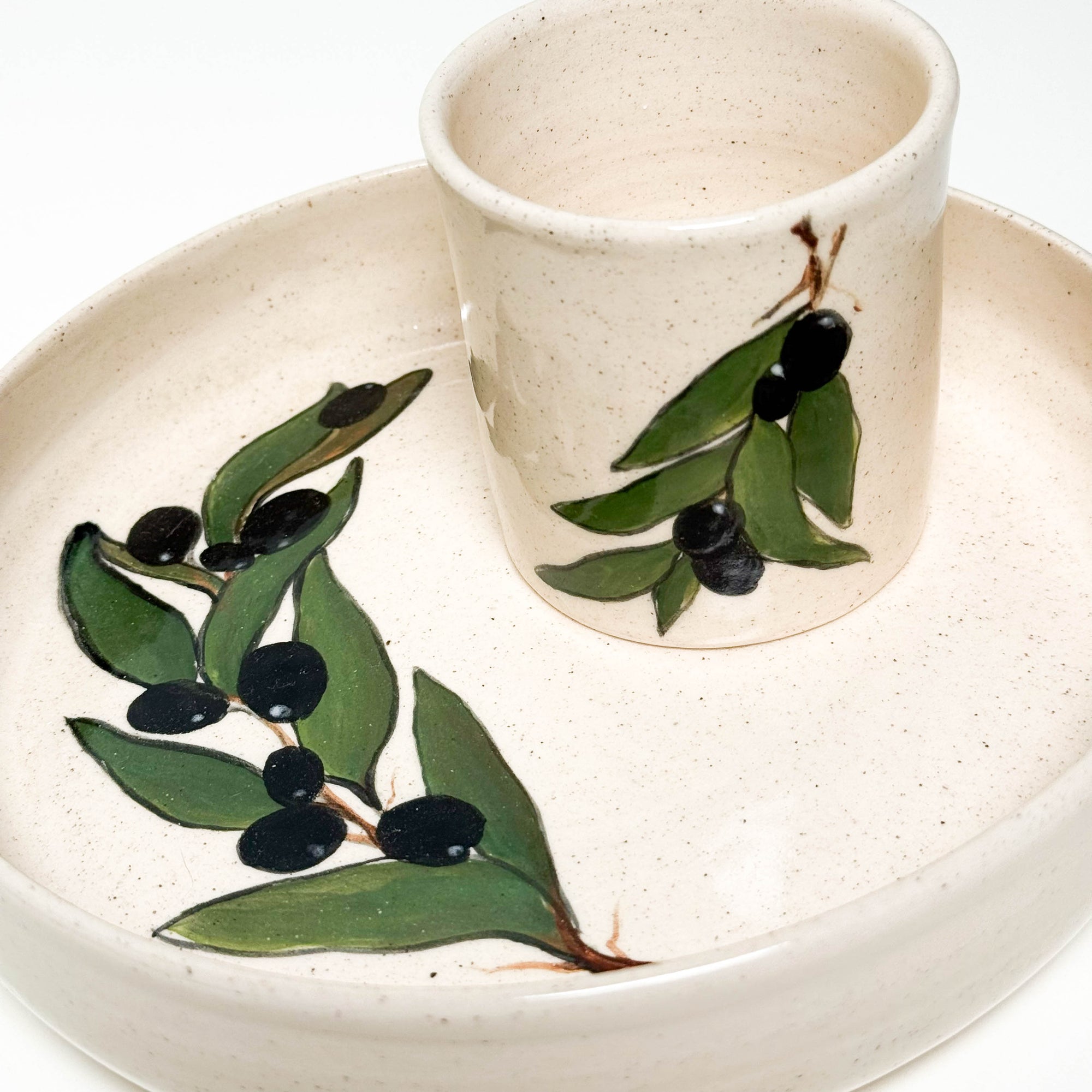 Olive Plate and Cup Set